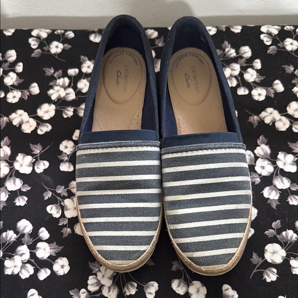 Clarks Women's Navy Striped Espadrilles